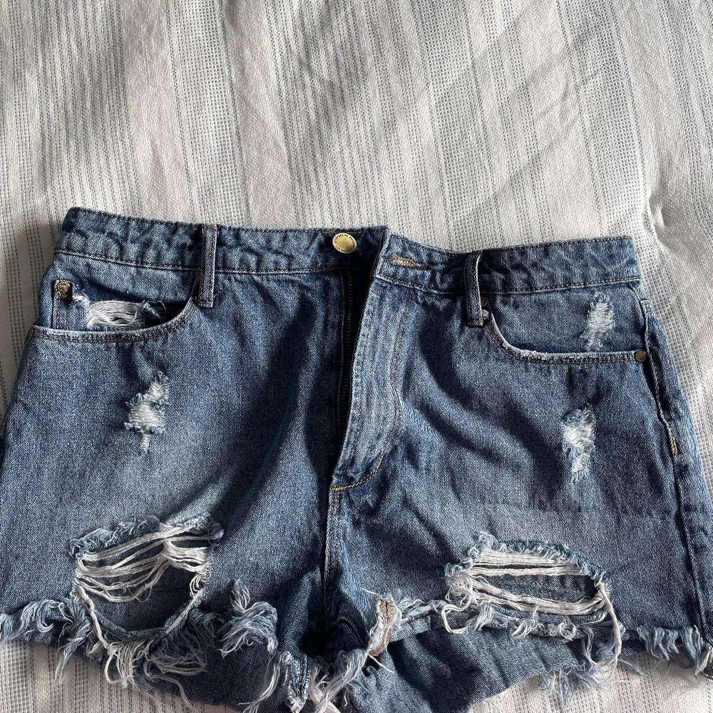 Articles of Society Meredith Ripped High Waist Denim Shorts